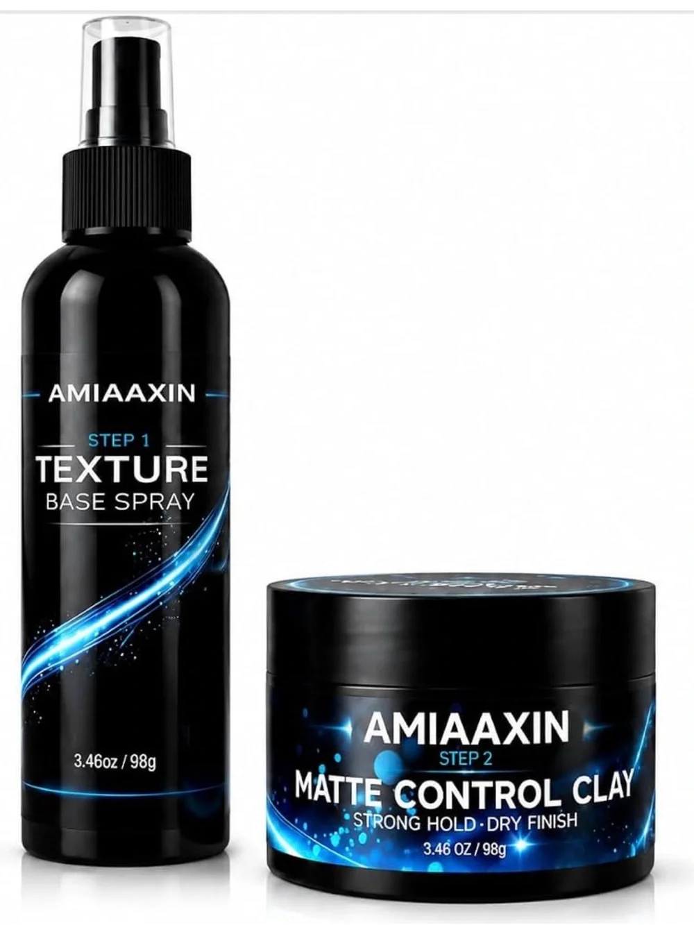 Hair Clay & Sea Salt Spray Kit for Men Strong Hold Matte Clay with Texturizing S